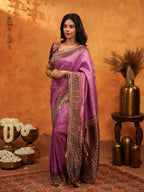 Royal Magenta Banarasi Silk Saree with Rich Zari Border & Traditional Woven Pallu | Designer Wedding & Festive Wear Saree