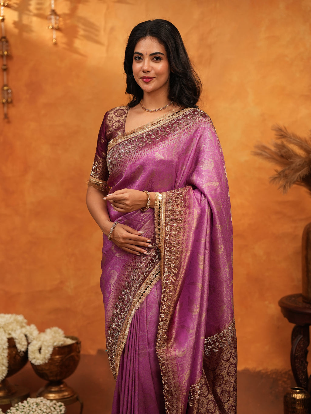 Royal Magenta Banarasi Silk Saree with Rich Zari Border & Traditional Woven Pallu | Designer Wedding & Festive Wear Saree