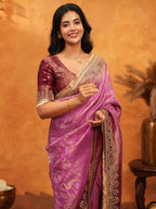 Royal Magenta Banarasi Silk Saree with Intricate Zari Border & Rich Woven Pallu | Designer Wedding & Festive Wear Saree