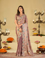 Lavender Designer Fendy Satin Saree with Multicolor Paisley Embroidery & Heavy Embroidered Border | Elegant Festive Party Wear Saree