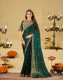 Emerald Green Designer Fendy Satin Saree with Heavy Embroidered Blouse & Sequin Border | Premium Wedding & Festive Wear Saree