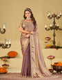 Lavender Dual Tone Designer Fendy Satin Saree with Heavy Embroidered Blouse & Sequin Border | Premium Wedding Party Wear Saree
