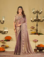 Lavender Purple Designer Fendy Satin Saree with Heavy Embroidered Blouse & Sequin Border | Premium Wedding Party Wear Saree