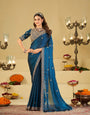 Royal Blue Designer Fendy Satin Saree with Heavy Embroidered Blouse & Zari Border | Premium Wedding & Festive Wear Saree