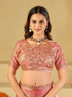 Baby Pink Designer Fendy Satin Saree with Heavy Embroidered Blouse & Sequin Border | Premium Wedding & Festive Saree