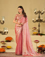Baby Pink Designer Fendy Satin Saree with Heavy Embroidered Blouse & Sequin Border | Premium Wedding & Festive Saree