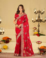 Rani Pink Designer Fendy Satin Saree with Heavy Embroidery Work | Premium Wedding Party Wear Saree with Embroidered Border & Blouse