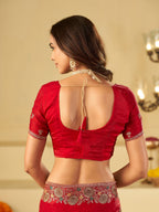 Rani Pink Designer Fendy Satin Saree with Heavy Embroidery Work | Premium Wedding Party Wear Saree with Embroidered Border & Blouse