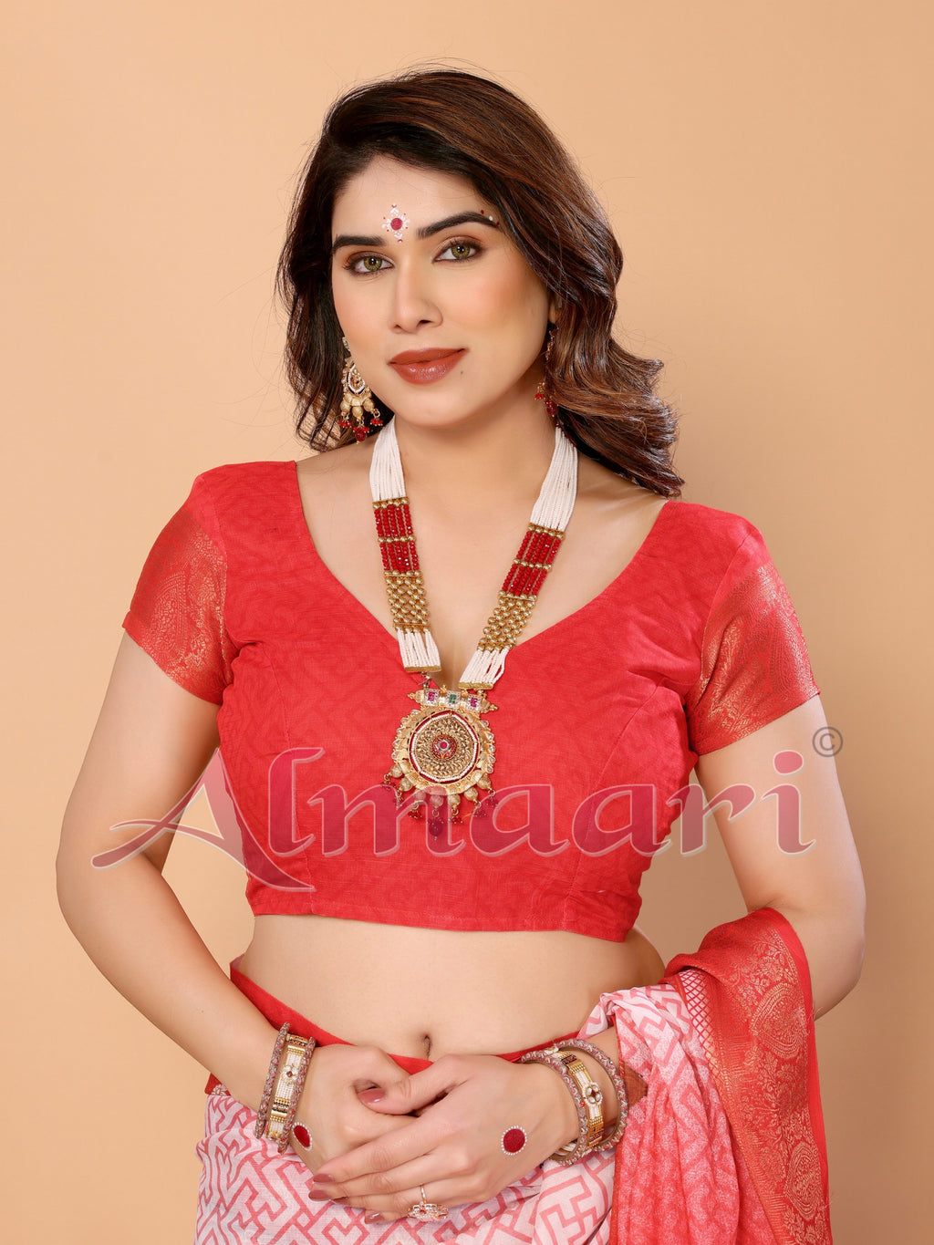 Red & White Handloom Linen Saree with Durga Devi Digital Print & Zari Border | Festive Tassel Pallu | Special Durga Puja Collection