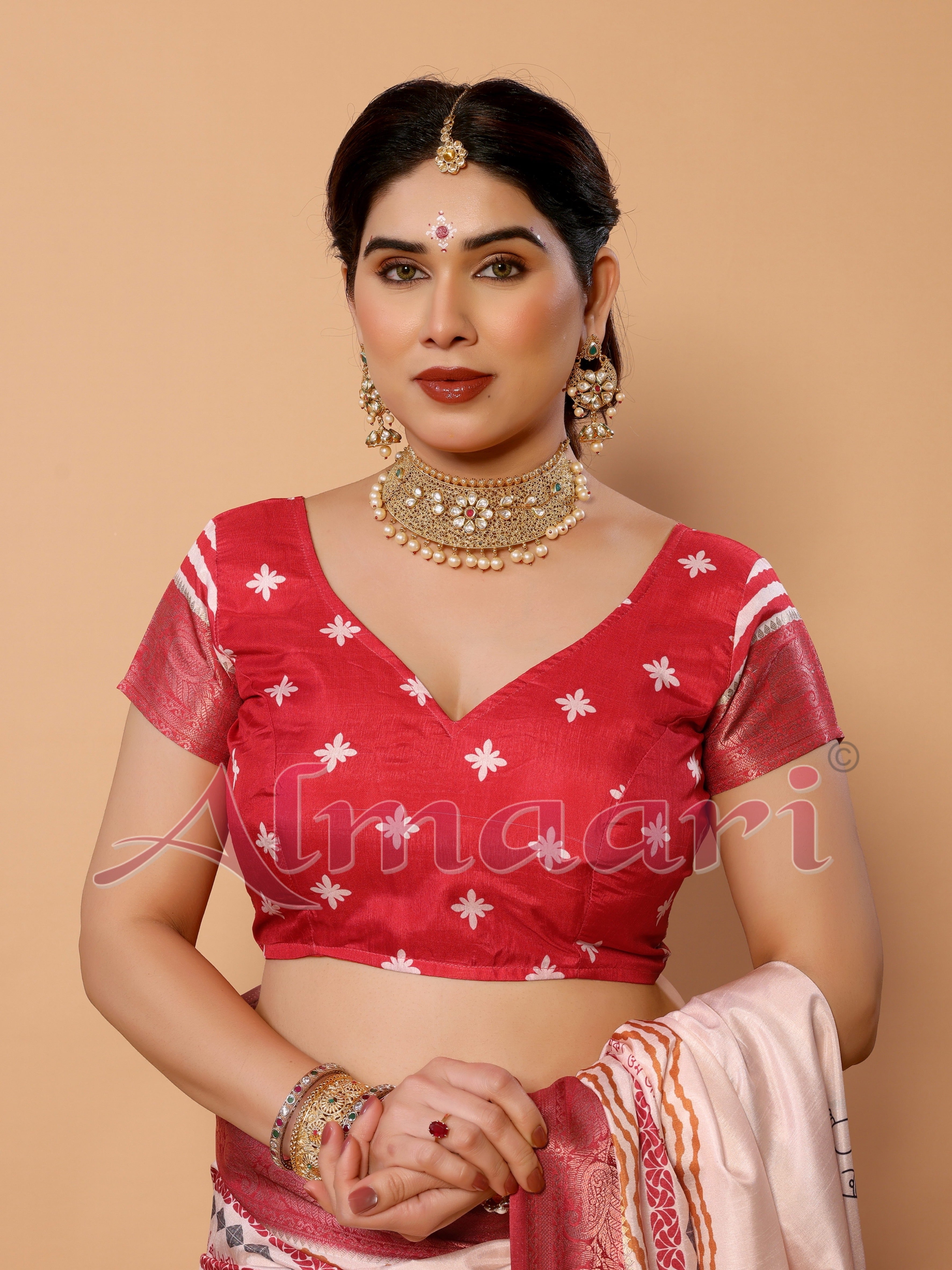 Off-White & Red Tussar Silk Durga Puja Saree with Divine Maa Durga Pallu & Zari Border | Printed Festive Drape with Tassels