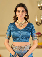 Royal Blue Banarasi Silk Saree with Heavy Embroidered Border & Rich Zari Woven Pallu | Designer Wedding Festive Saree