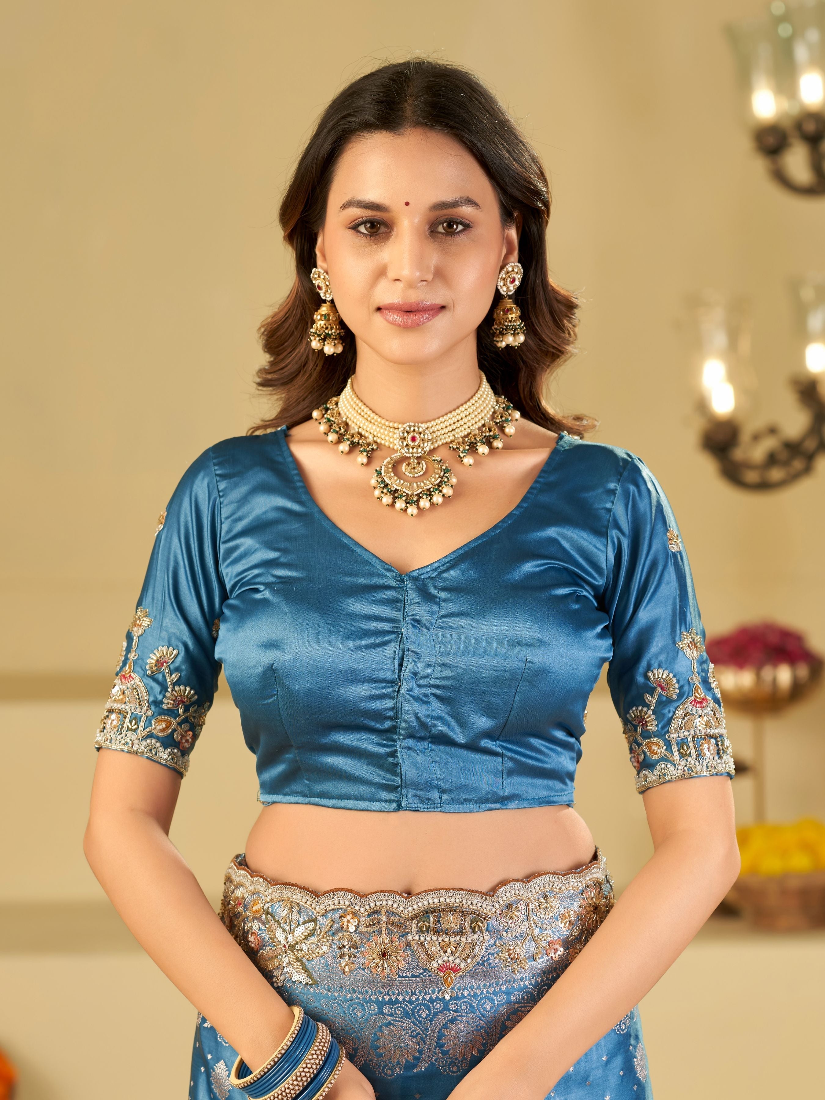 Royal Blue Banarasi Silk Saree with Heavy Embroidered Border & Rich Zari Woven Pallu | Designer Wedding Festive Saree