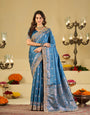 Royal Blue Banarasi Silk Saree with Heavy Embroidered Border & Rich Zari Woven Pallu | Designer Wedding Festive Saree