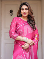 Wine & Ivory Artistic Horse Print Soft Satin Georgette Saree with Matching Blouse – Statement Contemporary Draping